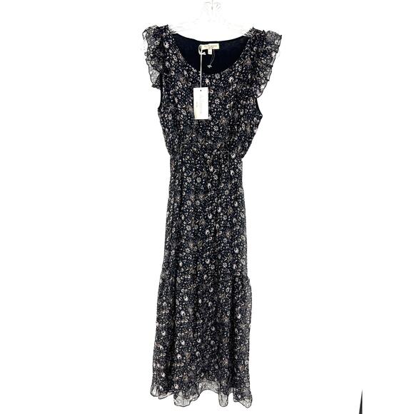 Le Raggare Made in Italy Silk Blend Ruffled Floral Print Dress Women's XS NWT - Picture 1 of 6